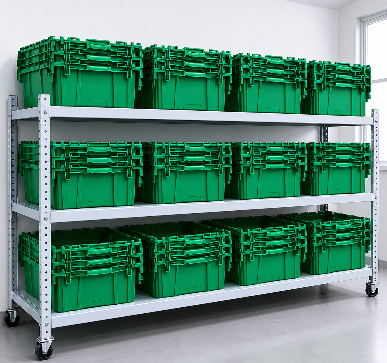 Terrox crates stored on a shelving rack
